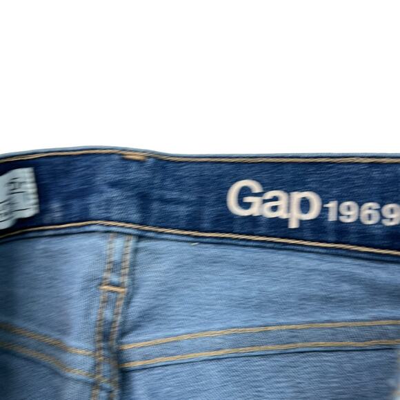 GAP Resolution Slim Straight Jeans Distressed Raw Hem Denim Stretch Womens 25R - Picture 5 of 8